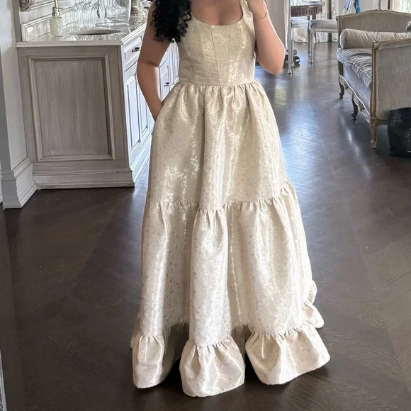 V. Chapman The Avery Dress in Taupe Duchess8